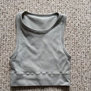 Gray Ribbed Crop Top